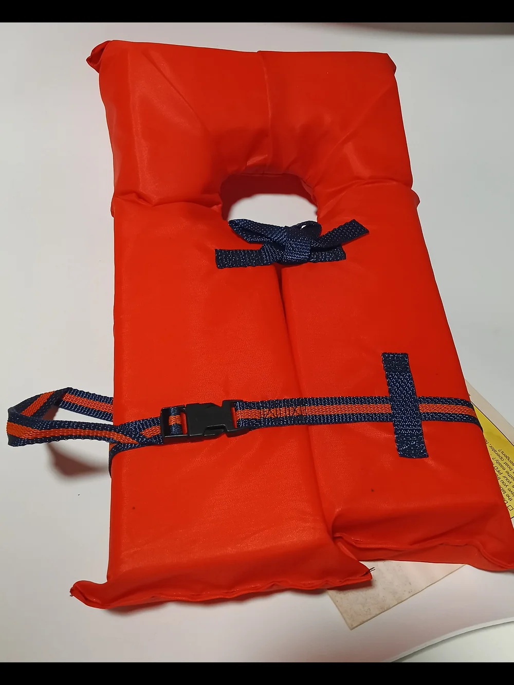 Kids Life Jacket Vest - Bright Orange with Navy Straps Single.